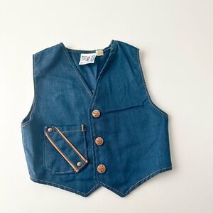 Vintage Billy the Kid Children's Blue Denim Vest with Brown Button Details